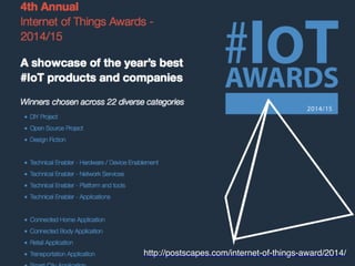 http://postscapes.com/internet-of-things-award/2014/ 
 