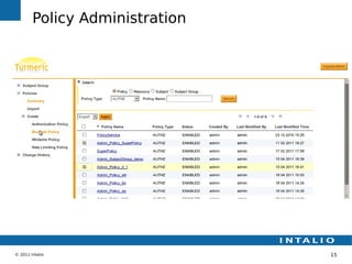 Policy Administration




© 2011 Intalio                  15
 