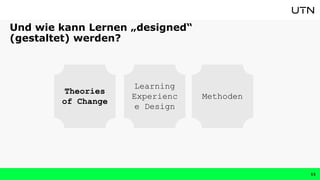 Und wie kann Lernen „designed“
(gestaltet) werden?
11
Theories
of Change
Methoden
Learning
Experienc
e Design
 