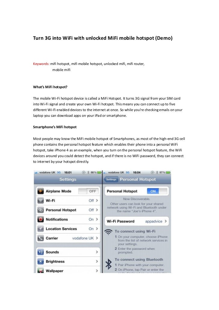 Turn 3 G Into Wifi With Unlocked Mifi Mobile Hotspot Demo