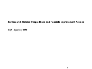 Turnaround, Related People Risks and Possible Improvement Actions


Draft - December 2012




                                                  1
 