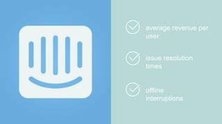 average revenue per
user
issue resolution
times
offline
interruptions
 