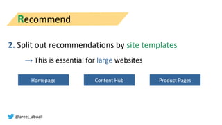 @areej_abuali
2. Split out recommendations by site templates
→ This is essential for large websites
Homepage Content Hub P...