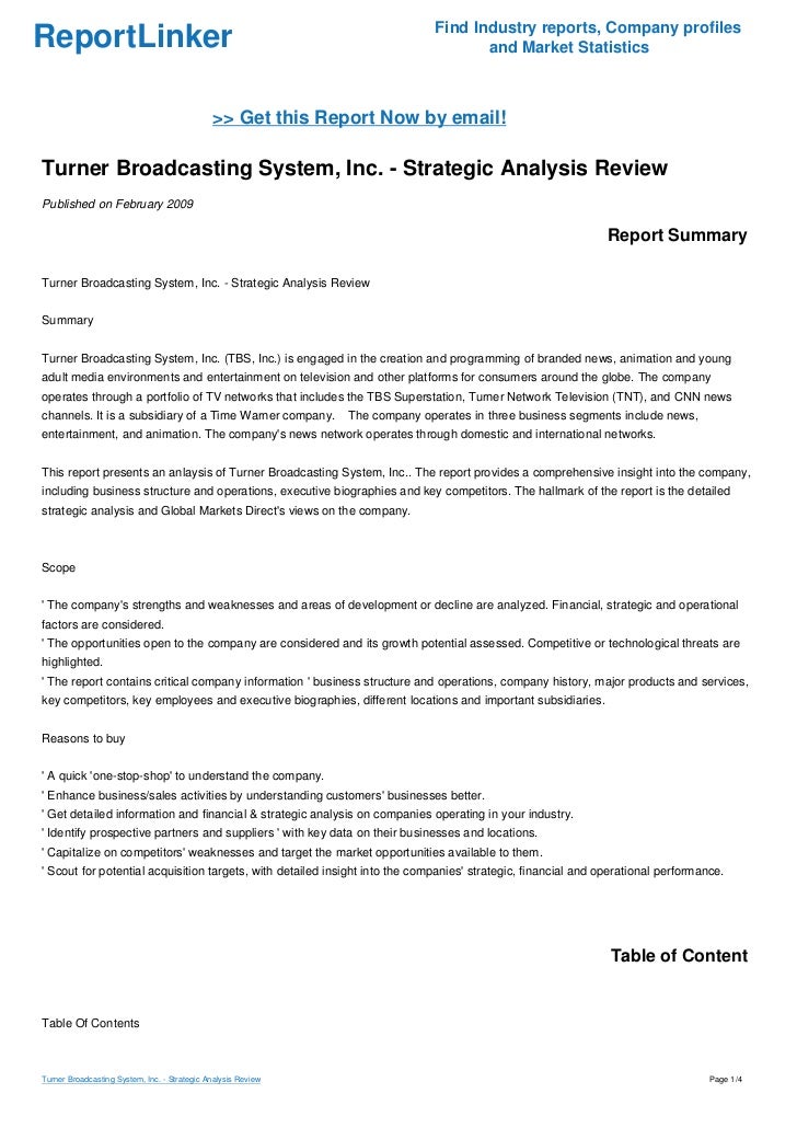 Turner Broadcasting System, Inc. Strategic Analysis Review