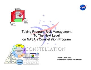 Taking Program Risk Management
             To The Next Level
     on NASA’s Constellation Program




                           John V. Turner, PhD
                           Constellation Program Risk Manager

CxIRMA
 