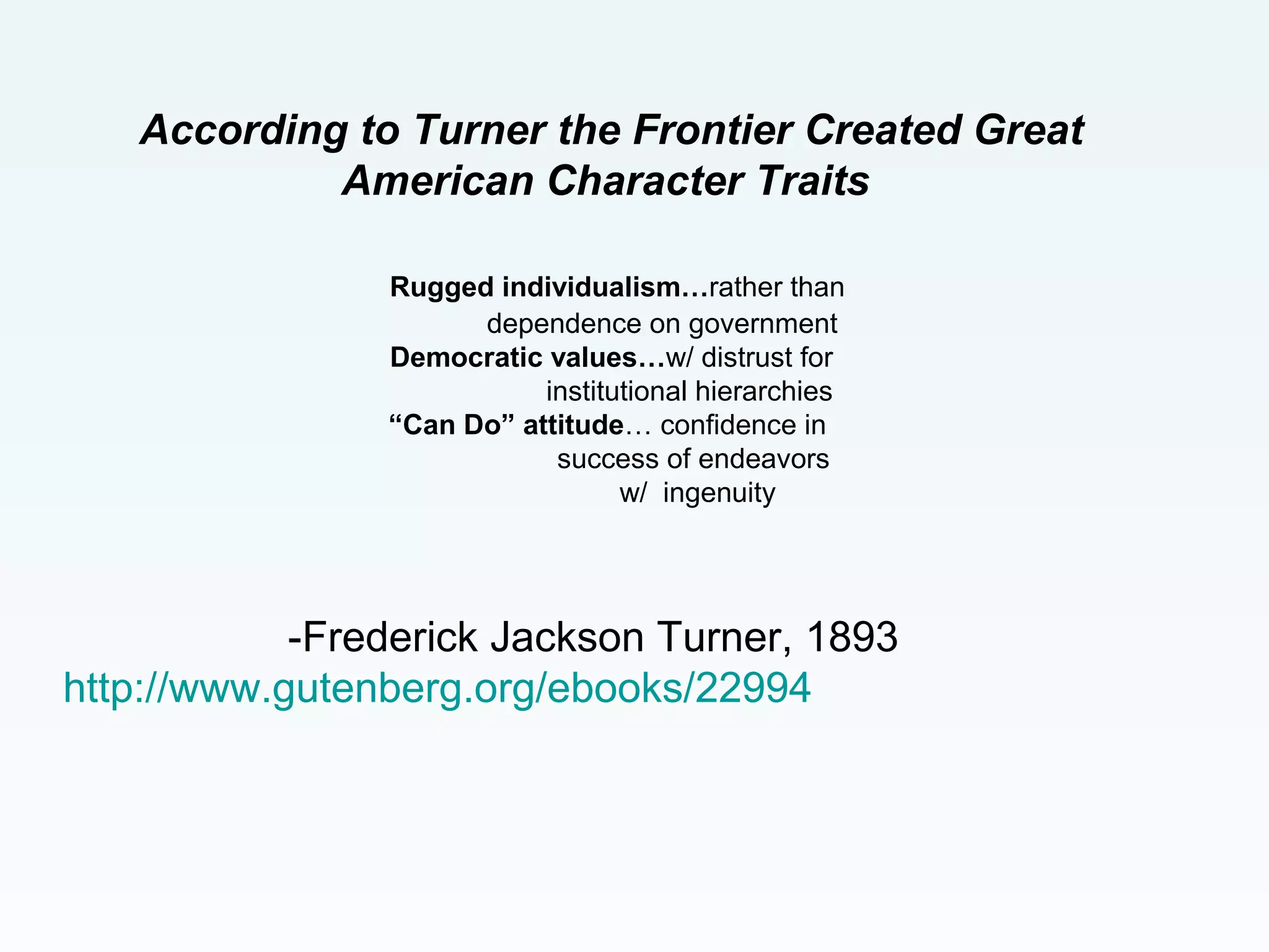 Turner thesis westward expansion PPT
