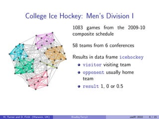 College Ice Hockey: Men’s Division I
                                       1083 games from the 2009-10
                  ...