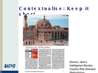 Contextualise: Keep it short… Source: Jane‘s Intelligence Review, Country Risk Scenario Methodology 