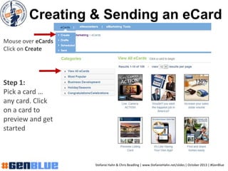 Creating & Sending an eCard
Mouse over eCards
Click on Create
Step 1:
Pick a card …
any card. Click
on a card to
preview a...