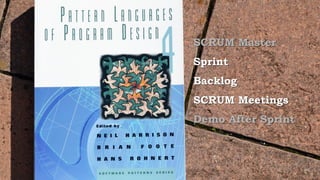 SCRUM Master
Sprint
Backlog
SCRUM Meetings
Demo After Sprint
SCRUM Master
Sprint
Backlog
SCRUM Meetings
Demo After Sprint
 