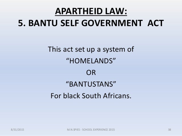 essay about bantu self government act