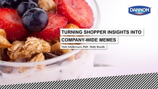 Niels Schillewaert, PhD I Holly Rozelle
TURNING SHOPPER INSIGHTS INTO
COMPANY-WIDE MEMES
 