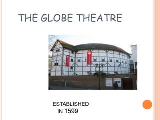 THE GLOBE THEATRE
ESTABLISHED
IN 1599
 