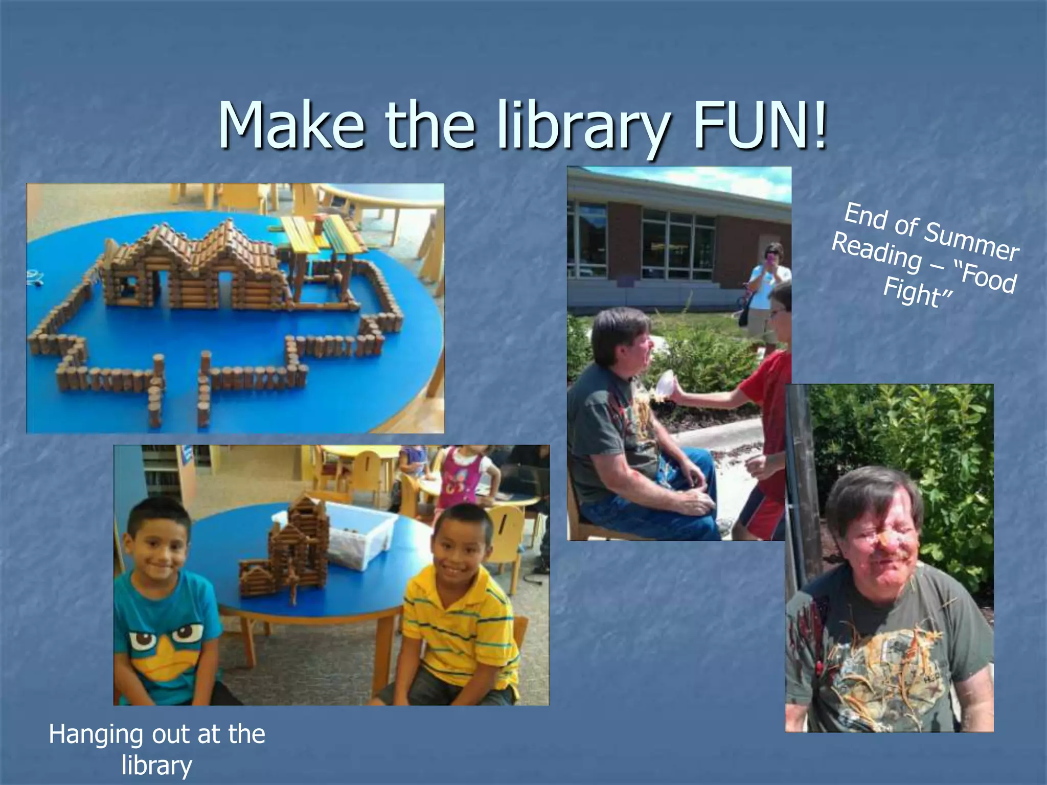 Make the library FUN!




Hanging out at the
     library
 