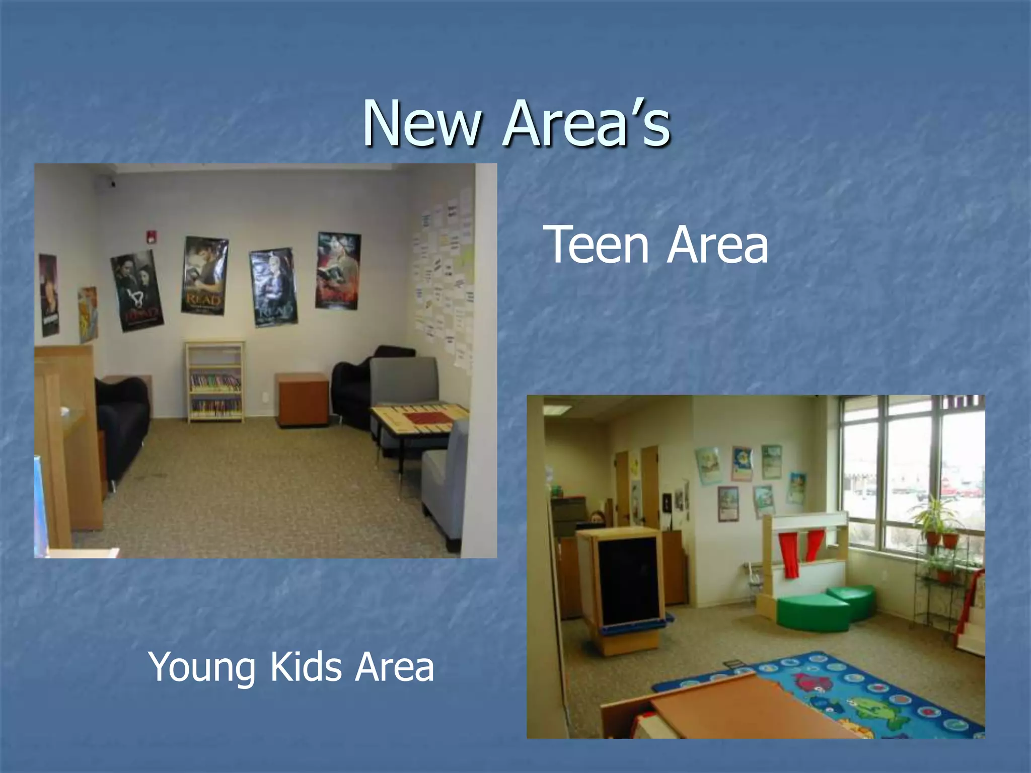 New Area’s
                  Teen Area




Young Kids Area
 