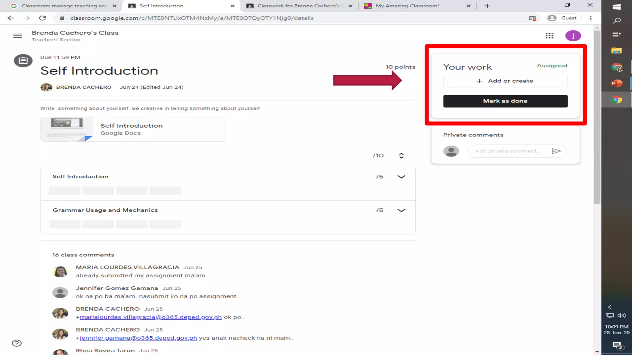 (Google Classroom)TURNING IN of classwork 