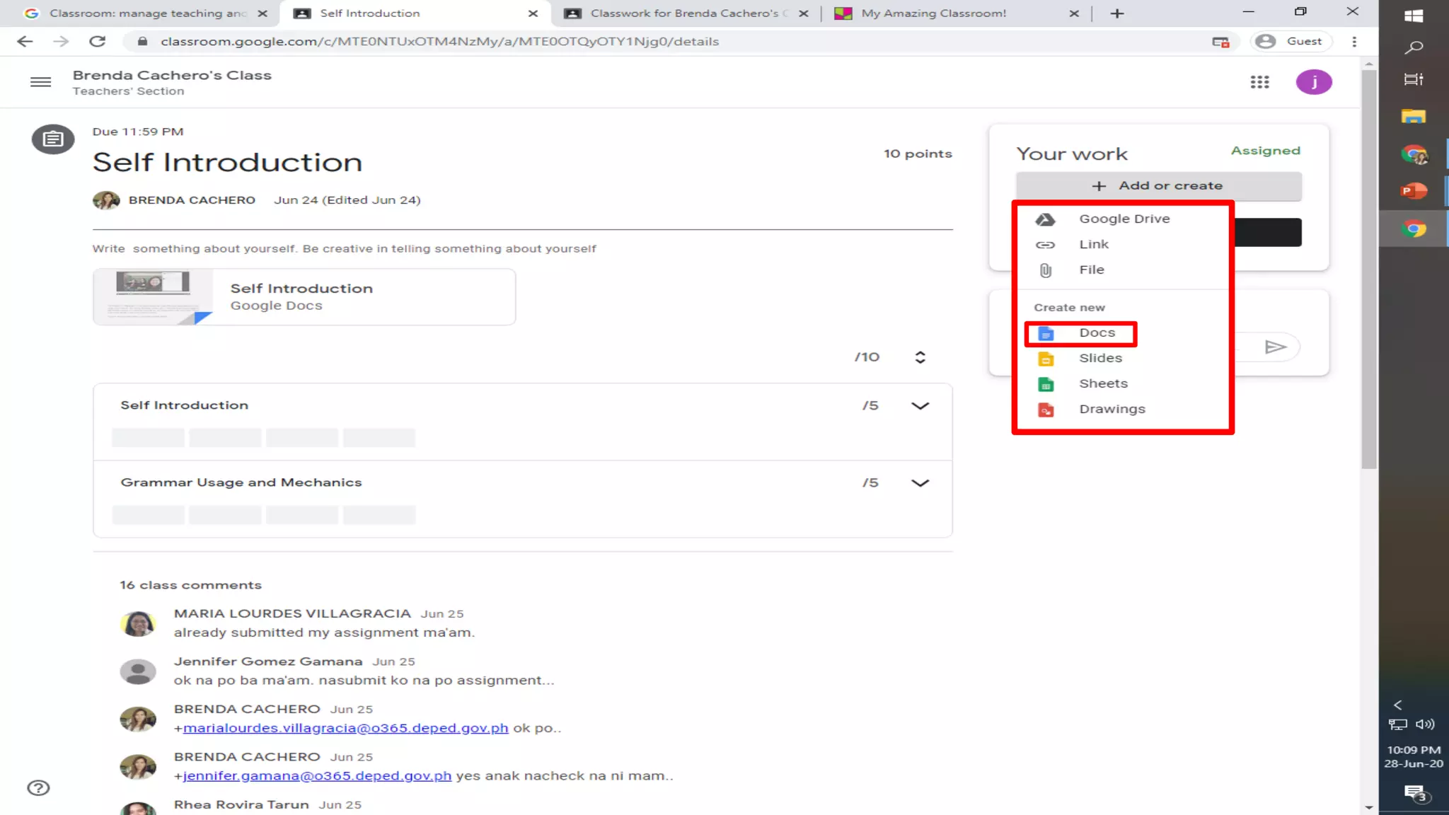 (Google Classroom)TURNING IN of classwork 