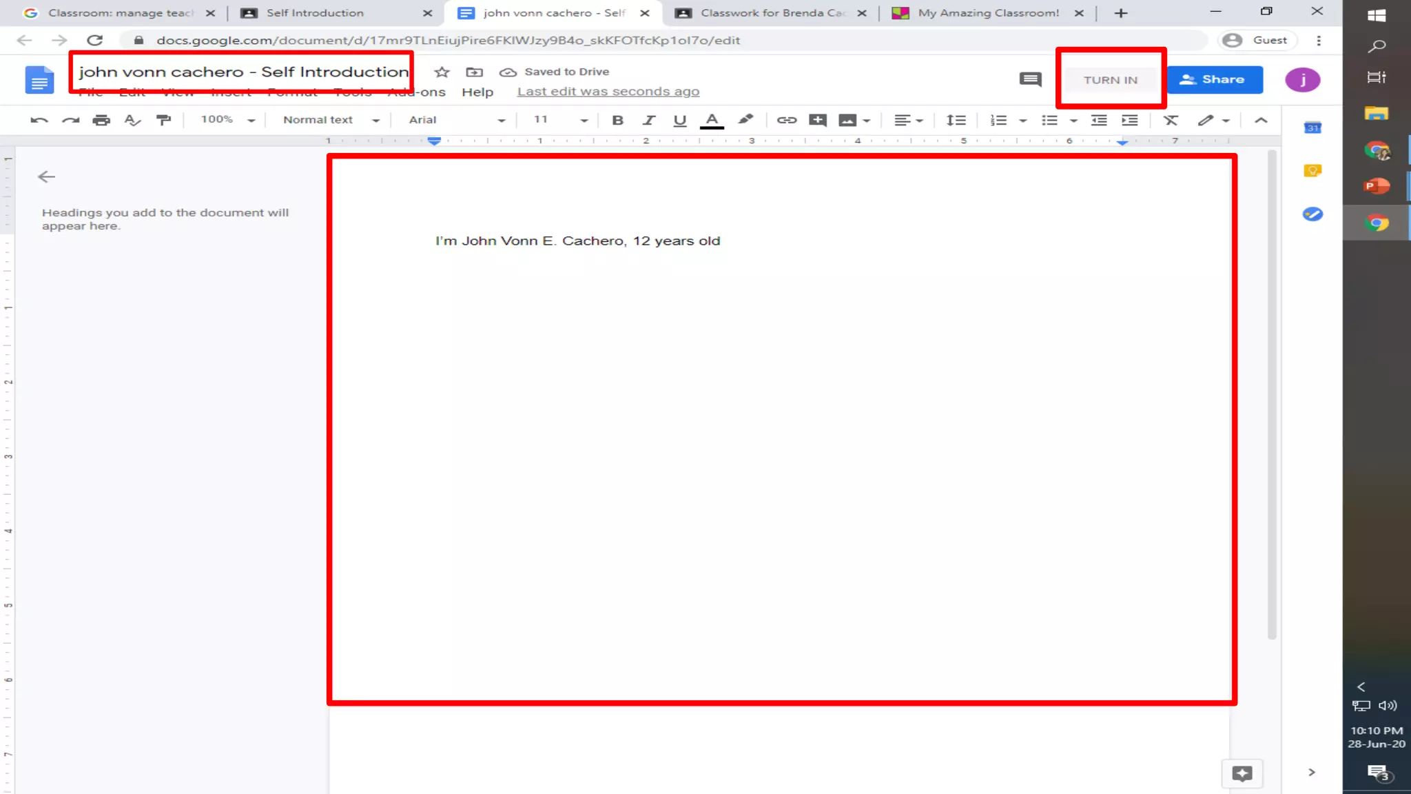 (Google Classroom)TURNING IN of classwork 