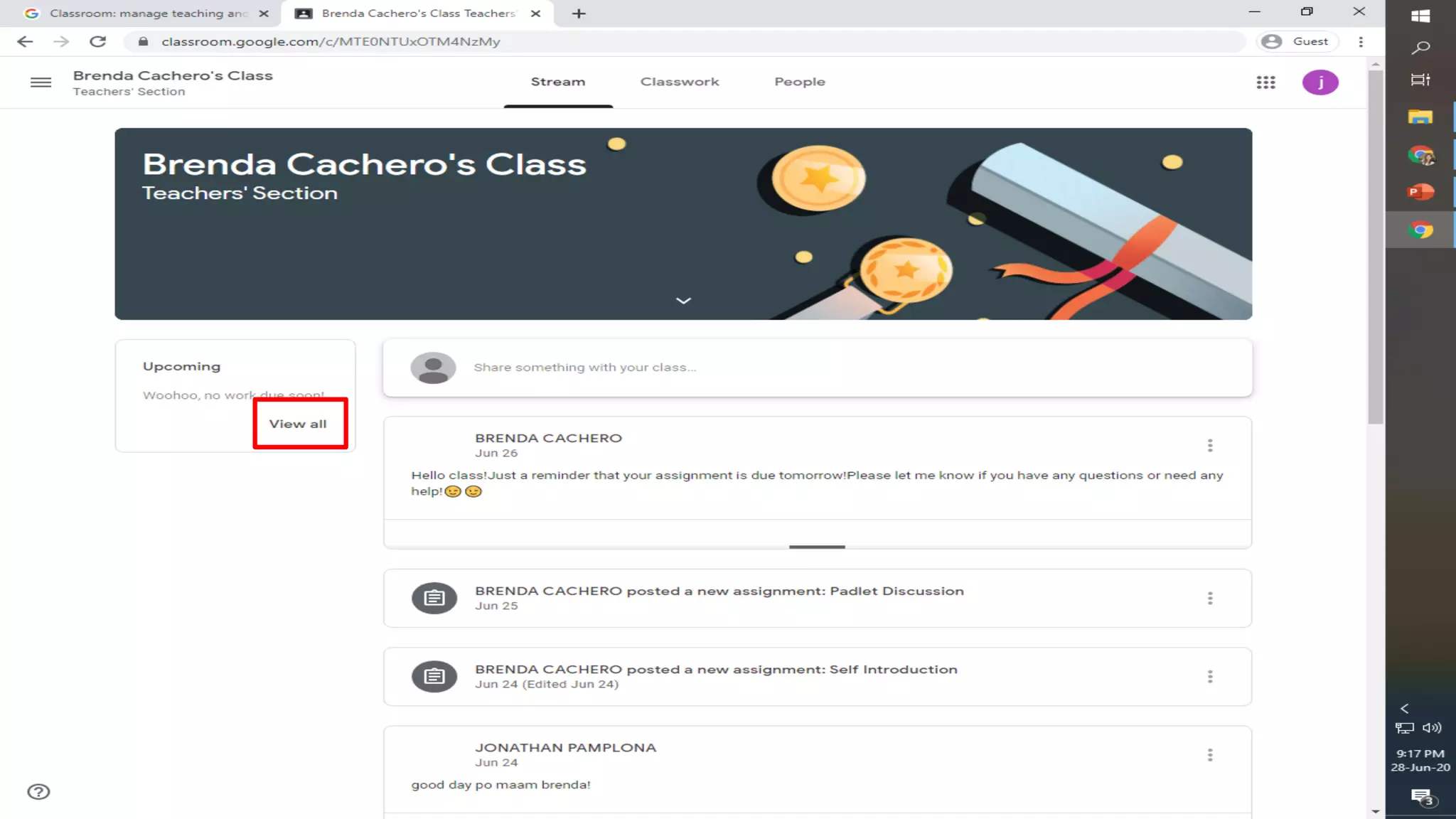 (Google Classroom)TURNING IN of classwork 