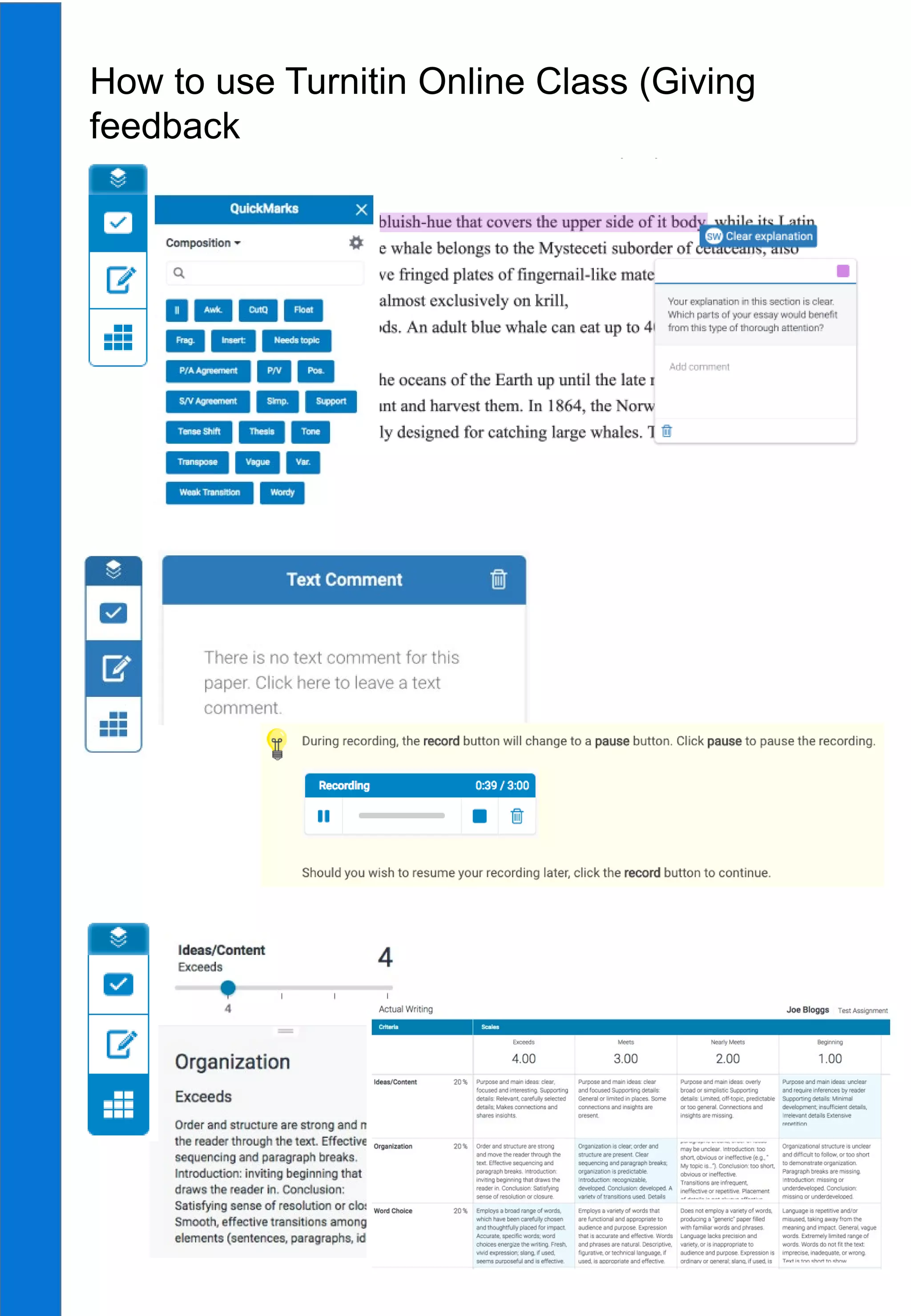 17
8. 본 매뉴얼 pp. 10-11을 통해 유사도 결과 방법 확인. 빨간색 바(Bar) 버튼을 이용
How to use Turnitin Online Class (Giving
feedback
 