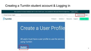 8
Creating a Turnitin student account & Logging in
 