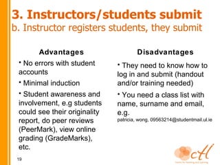 Instructors may also choose to allow students to view the reports10How to set up my Sulis Assignment to get a Turnitin report