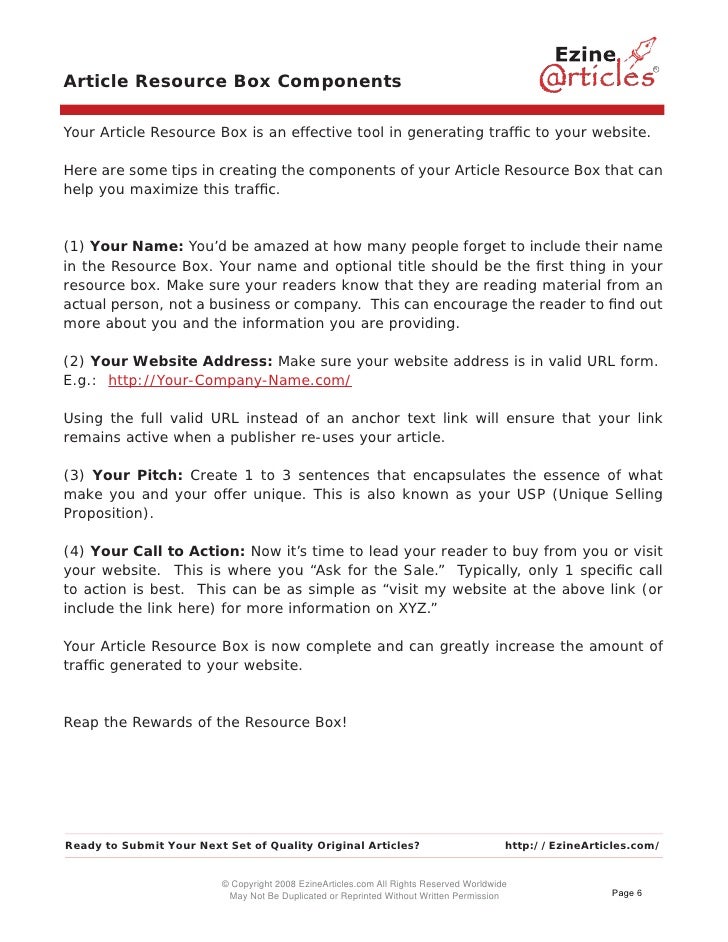 How to write an ezine resource box 02 picture