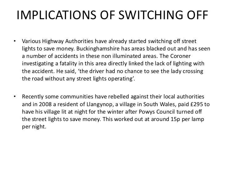 Turn Our Street Lights Back On