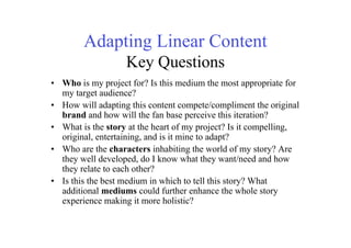 Adapting Linear Content to Interactive Games - Jackie Turnure