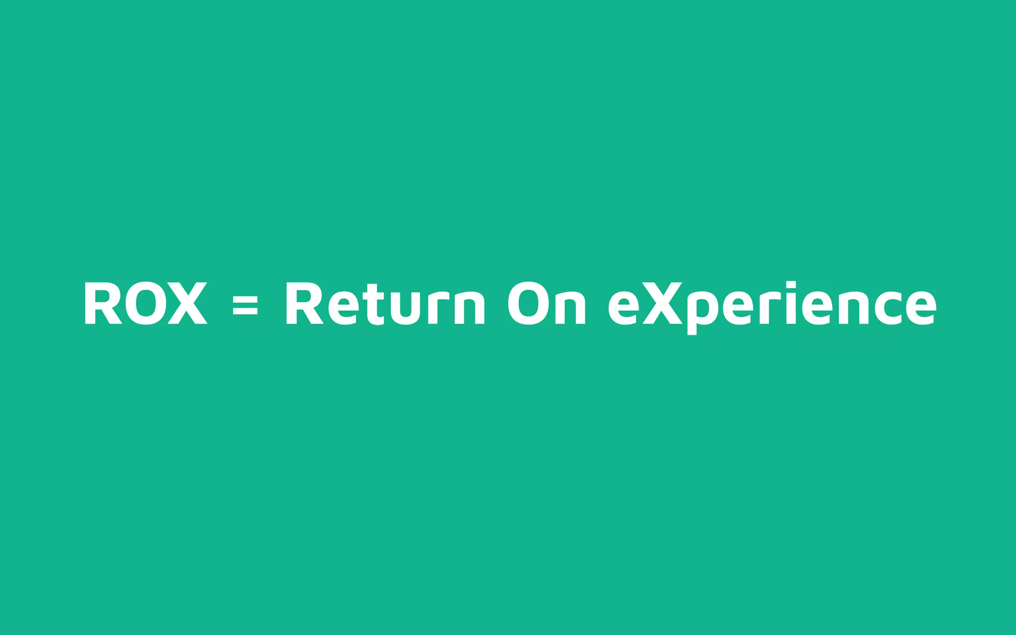 ROX = Return On eXperience
 