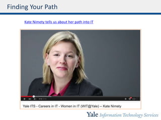 Finding Your Path
Kate Nimety tells us about her path into IT
 