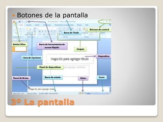 3º La pantalla
 Botones de la pantalla
 
