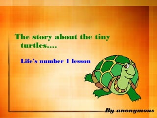 By anonymous
The story about the tiny
turtles….
 
Life’s number 1 lesson
 