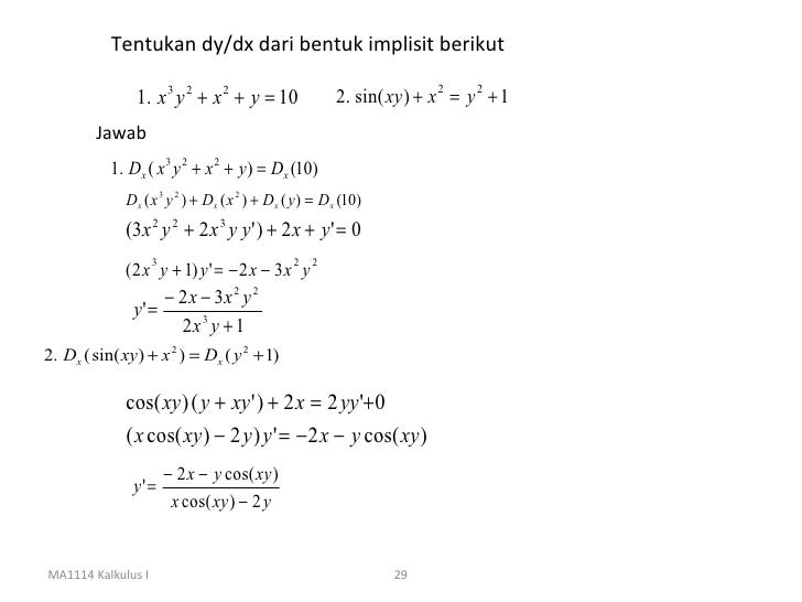 Contoh Soal Turunan Implisit Beserta Jawabannya Bakti Soal