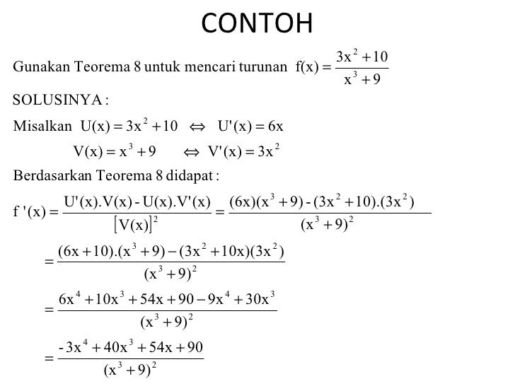 24 Contoh Soal Turunan Fungsi Fx Ux N Kumpulan Contoh Soal