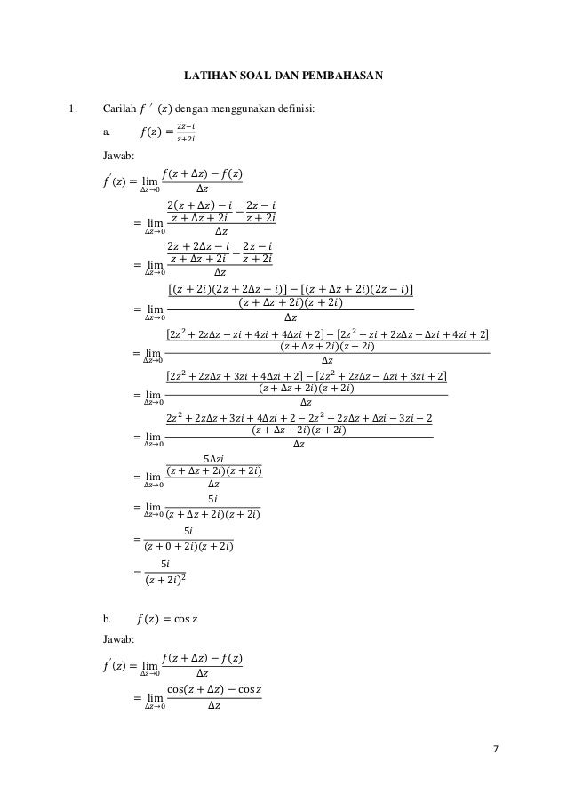 Turunan Fungsi Kompleks