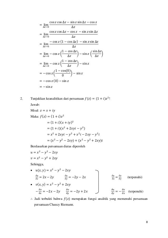 Turunan Fungsi Kompleks