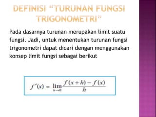 turunan fungsi trigonometri matematika sekolah menengah