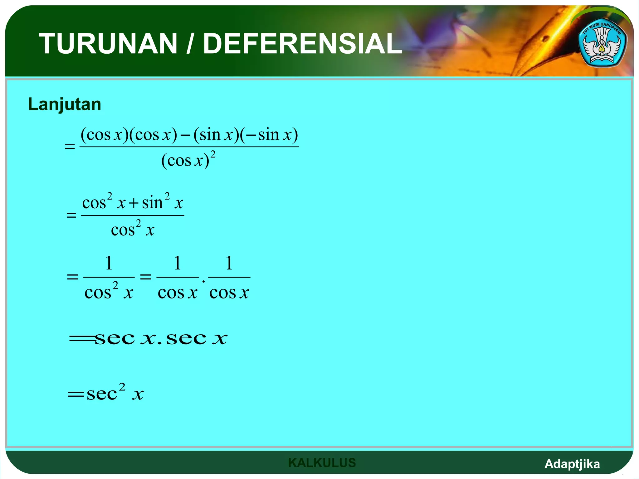Turunan trigonometri | PPT