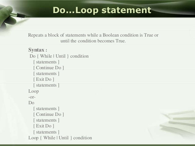 control structures in visual basic visual basic for loop