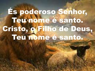 És poderoso Senhor,
  Teu nome é santo.
Cristo, o Filho de Deus,
  Teu nome é santo.
 