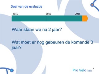 Doel van de evaluatie

 2010                   2012   2015




Waar staan we na 2 jaar?

Wat moet er nog gebeuren de komende 3
jaar?



                                      4
 