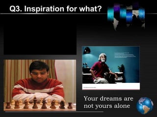Q3. Inspiration for what?




                    Your dreams are
                    not yours alone
 