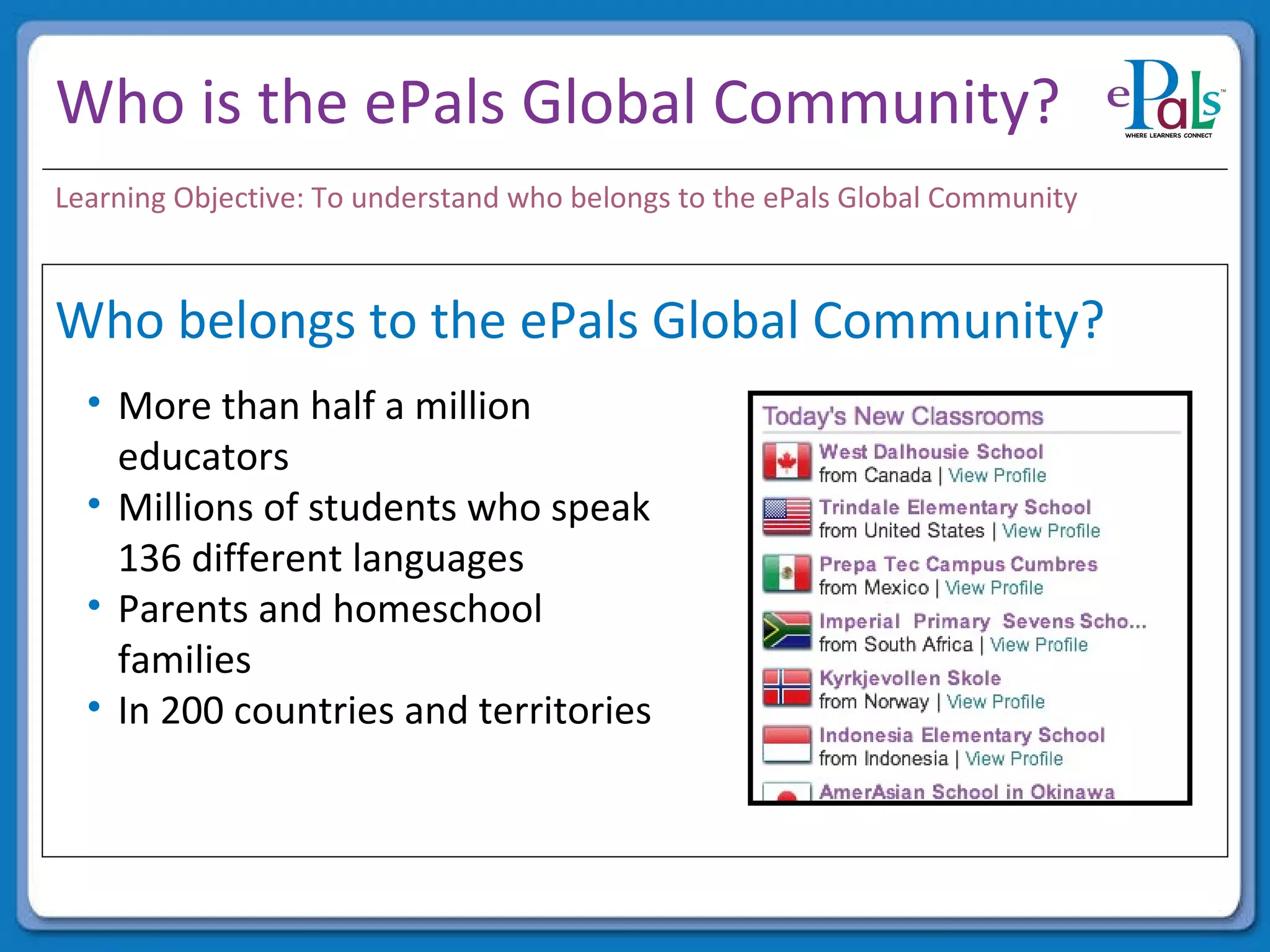Introduction to the ePals GlobalCommunity | PPT