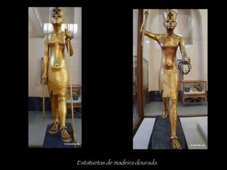 Estatuetas de madeira dourada 