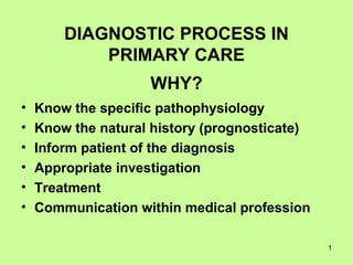 WHY? <ul><li>Know the specific pathophysiology </li></ul><ul><li>Know the natural history (prognosticate) </li></ul><ul><l...
