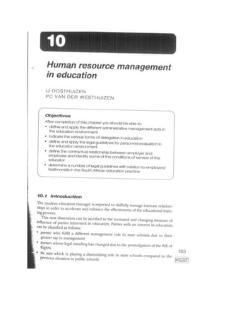 TUT EDU420 Theme 3 Chapter - Human resource management in education