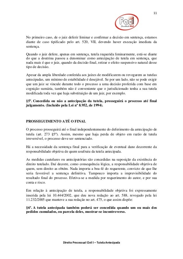 Tutela Antecipada Direito Processual Civil Seminario