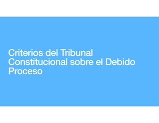 Criterios del Tribunal
Constitucional sobre el Debido
Proceso
 