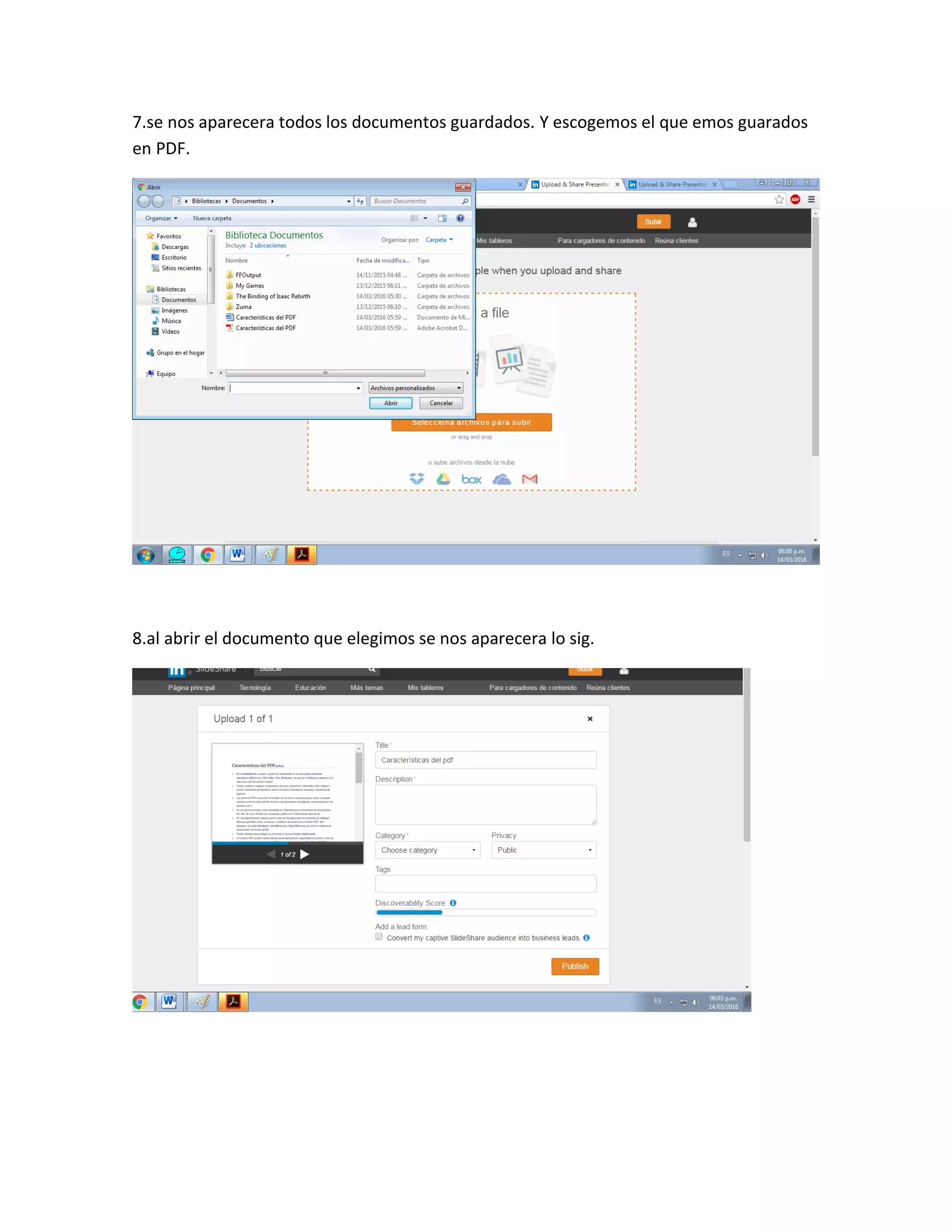 7.se nos aparecera todos los documentos guardados. Y escogemos el que emos guarados
en PDF.
8.al abrir el documento que elegimos se nos aparecera lo sig.